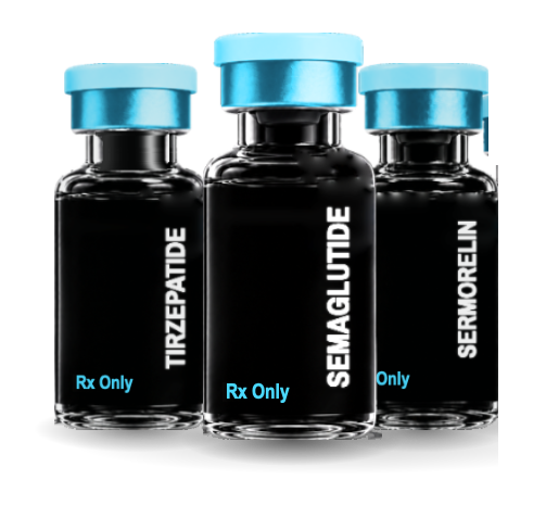The three TitanXY Cut treatments in unbranded prescription packaging, on a studio shelf
